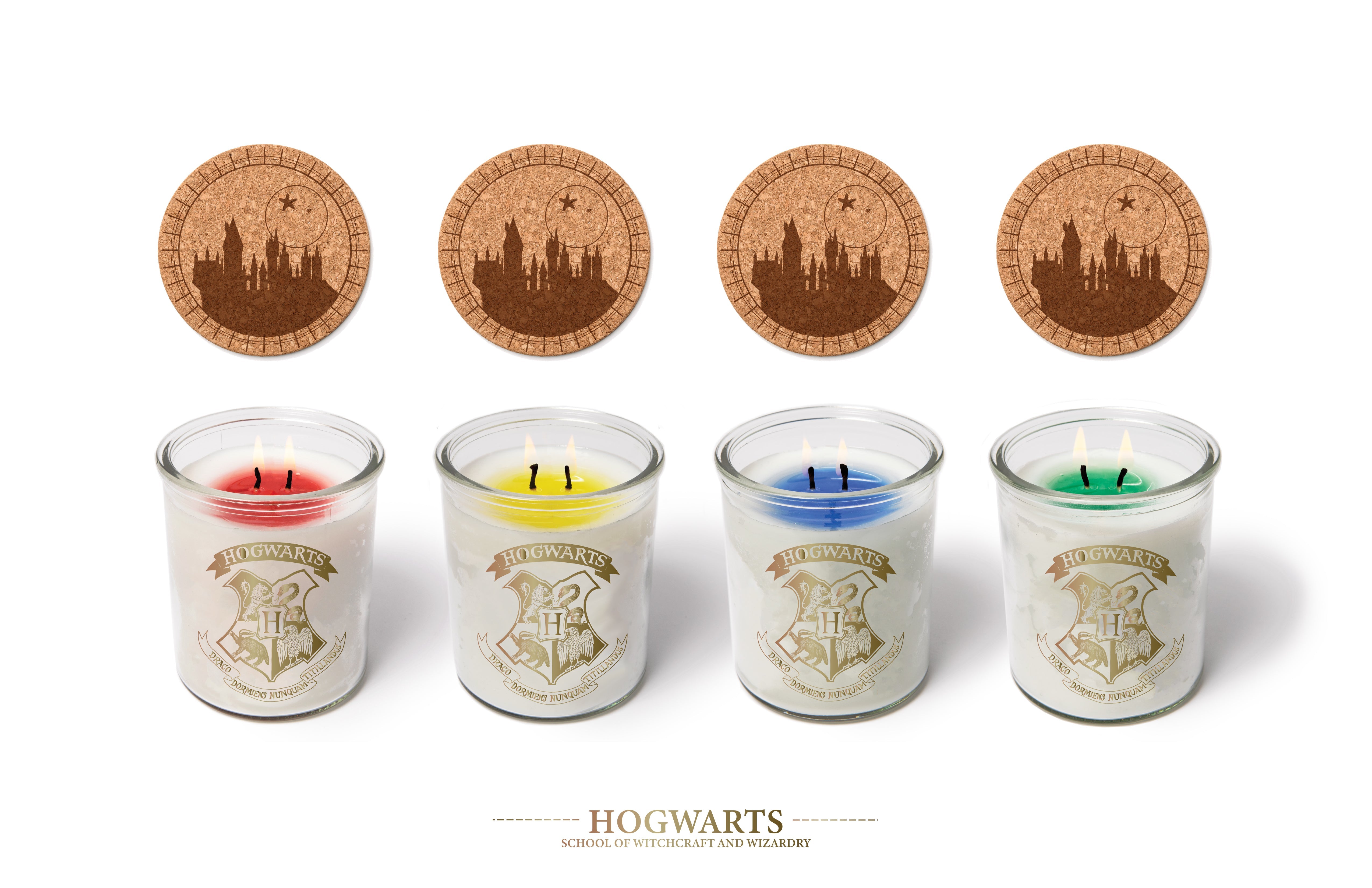Harry Potter Hogwarts candle by Insight Editions, color-changing magical candle with Hogwarts design for home decor.