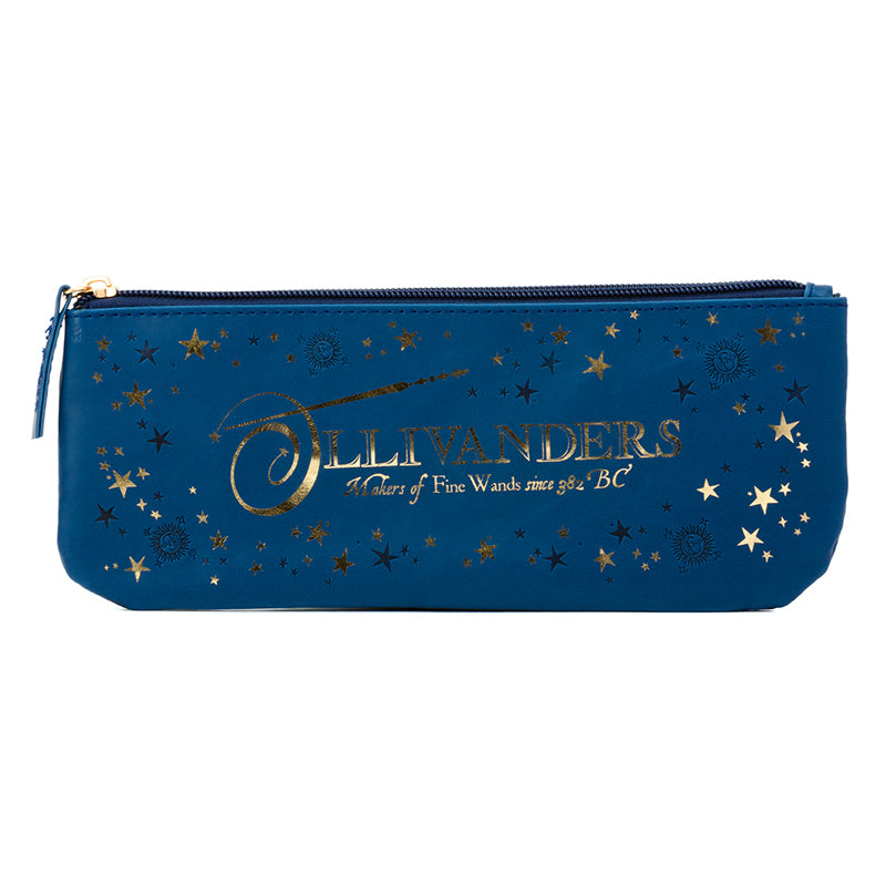 Harry Potter Ollivanders pouch and Elder Wand pen set, featuring a magical pouch and wand-shaped pens from Insight Editions.