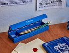 Harry Potter Ravenclaw magnetic pencil box with house crest and blue design, ideal for organizing stationery.