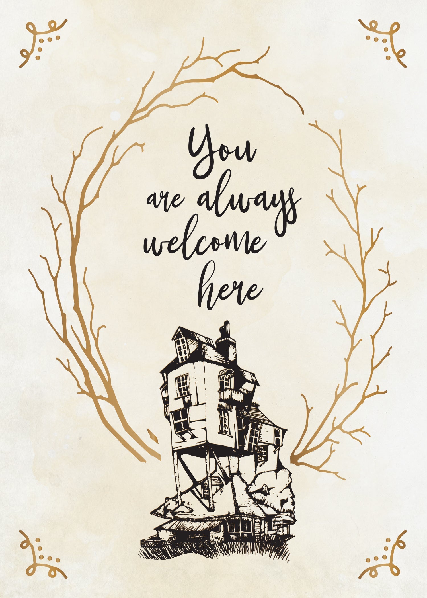 Harry Potter The Burrow signature pop-up card, a detailed home goods item by Insight Editions featuring a magical wizarding scene.