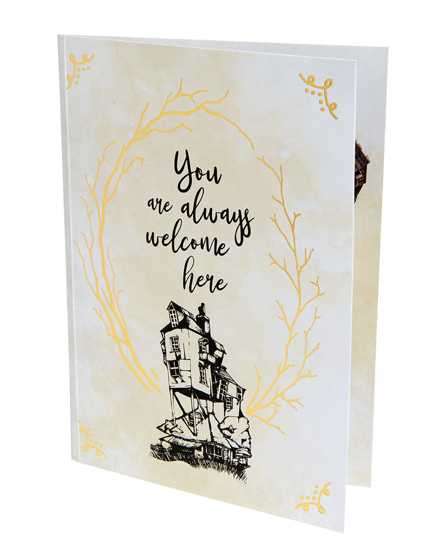 Harry Potter The Burrow signature pop-up card by Insight Editions, featuring a detailed magical home design.