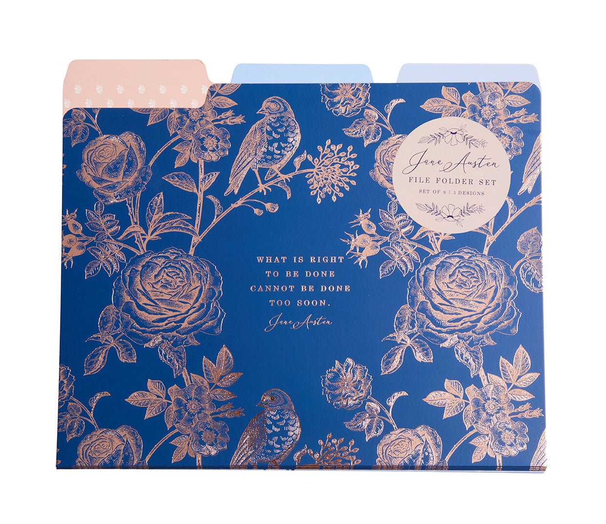 Set of nine Jane Austen-themed file folders by Insight Editions, featuring elegant designs inspired by the classic author.
