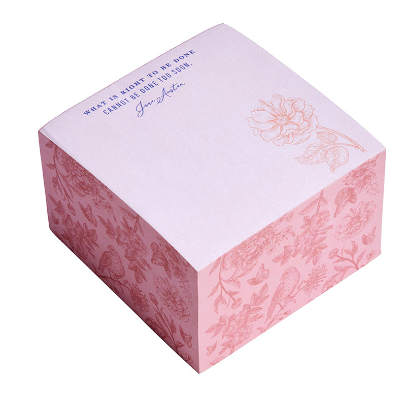 Jane Austen "What Is Right To Be Done" memo cube by Insight Editions, featuring a classic literary design for home office use.