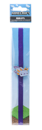 Minecraft Axolotl enamel charm bookmark from Insight Editions, featuring a colorful axolotl design on a metal bookmark for home decor.