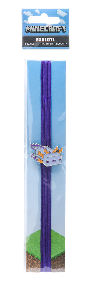 Minecraft Axolotl enamel charm bookmark from Insight Editions, featuring a colorful axolotl design on a metal bookmark for home decor.