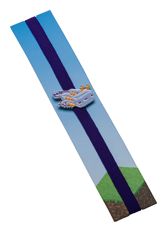 Minecraft Axolotl enamel charm bookmark from Insight Editions, featuring a colorful axolotl design on a metal bookmark.