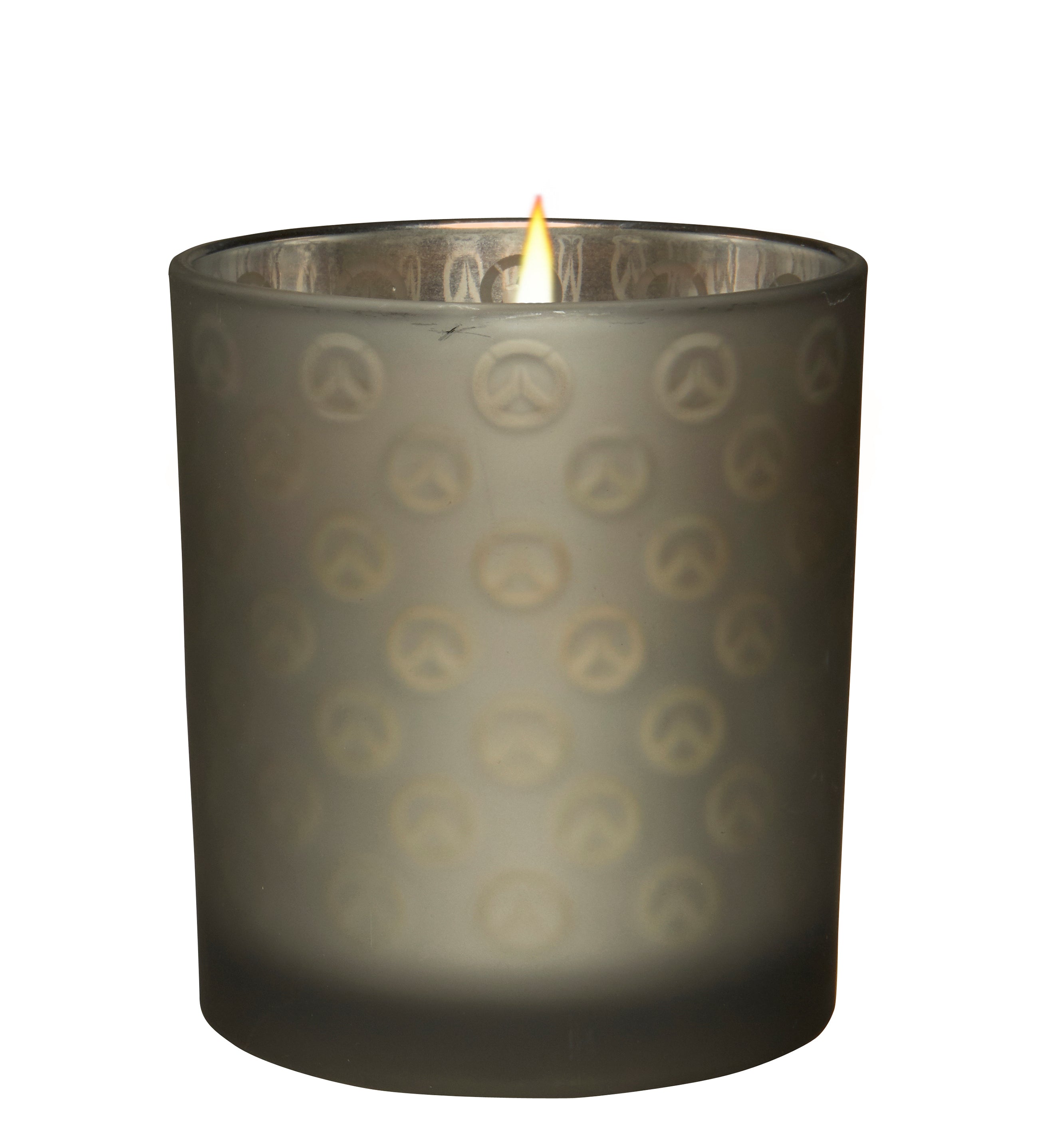 Overwatch glass candle by Insight Editions, featuring a decorative candle holder with Overwatch-themed design, ideal for home decor.