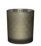 Insight Editions Overwatch glass candle in a clear container, with a lit wick and decorative design, for home decor and ambiance.