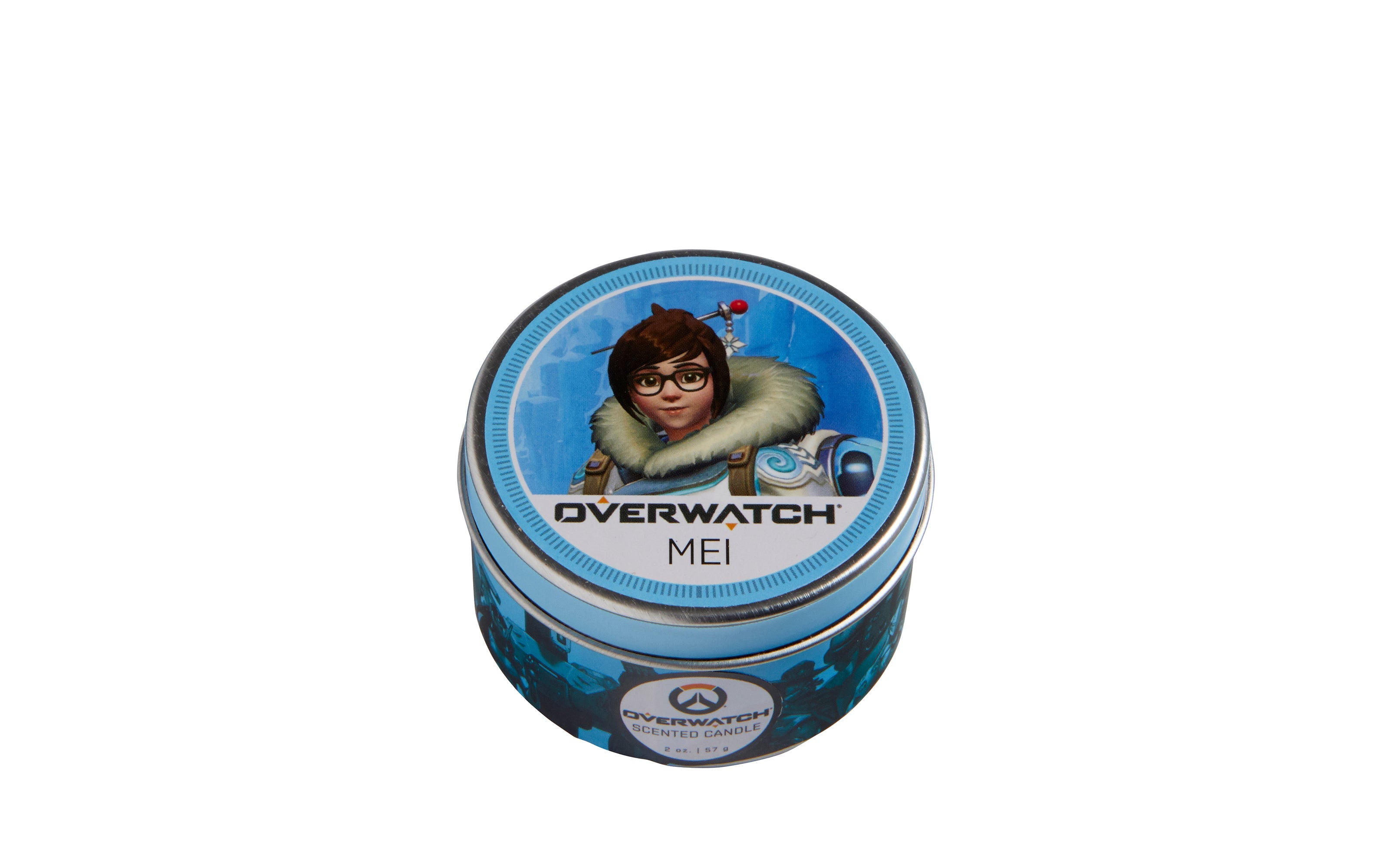 Overwatch Mei scented candle by Insight Editions, 2 oz. home decor candle featuring Mei character design and soothing scent.