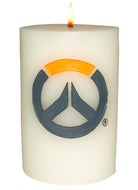 Sculpted Overwatch Insignia candle by Insight Editions, featuring detailed logo design for home decor.