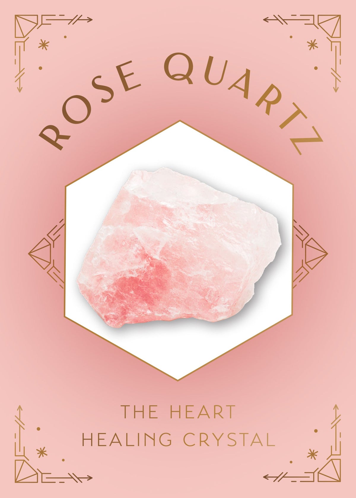 Rose quartz crystal healing scented glass candle on a wooden table, with a cozy home interior background.