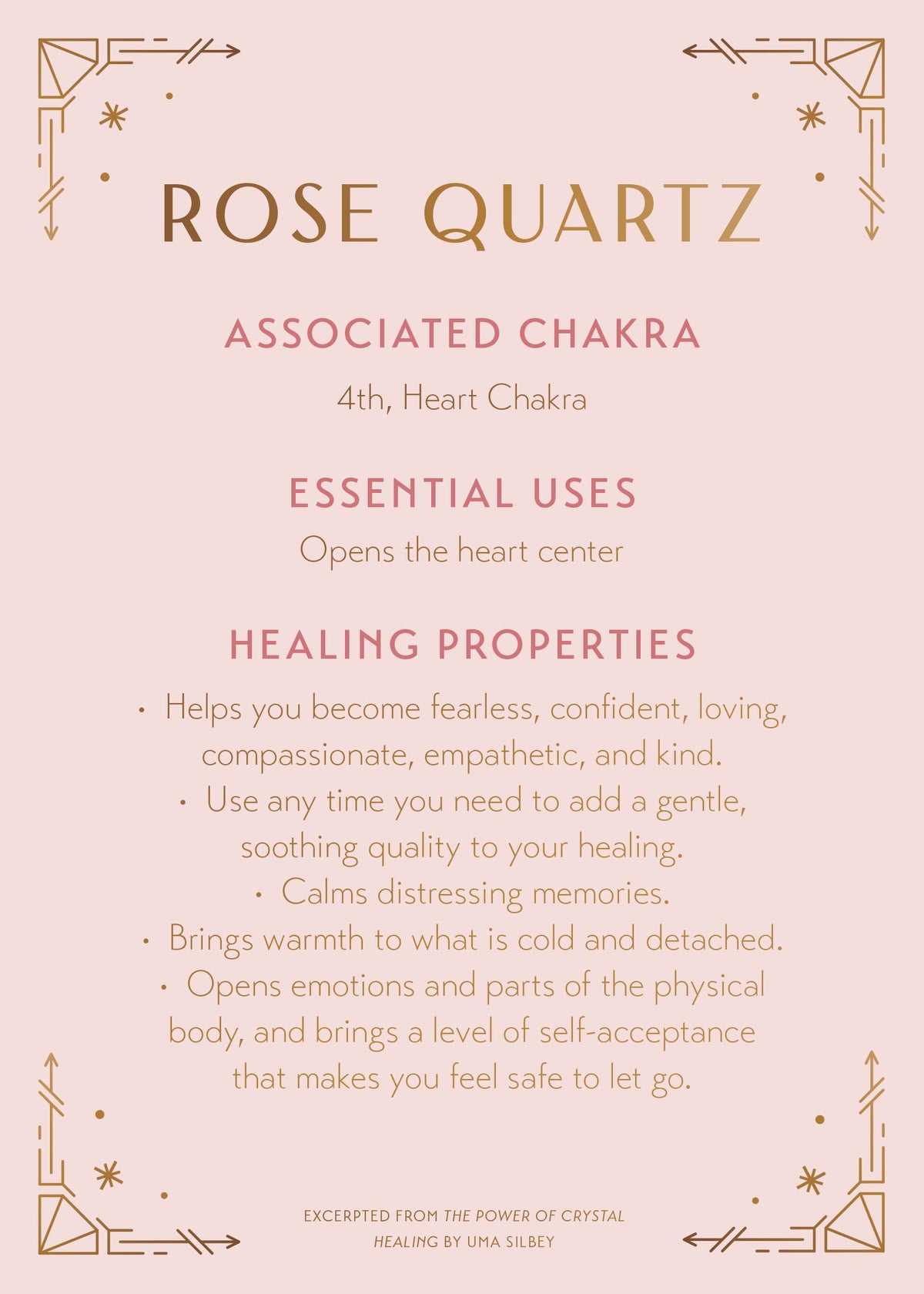 Rose quartz crystal healing scented glass candle on a wooden table, with soft lighting and decorative decor in the background.