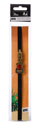 Dundie Award Trophy enamel charm bookmark from The Office, featuring a miniature replica of the iconic award on a metal chain.