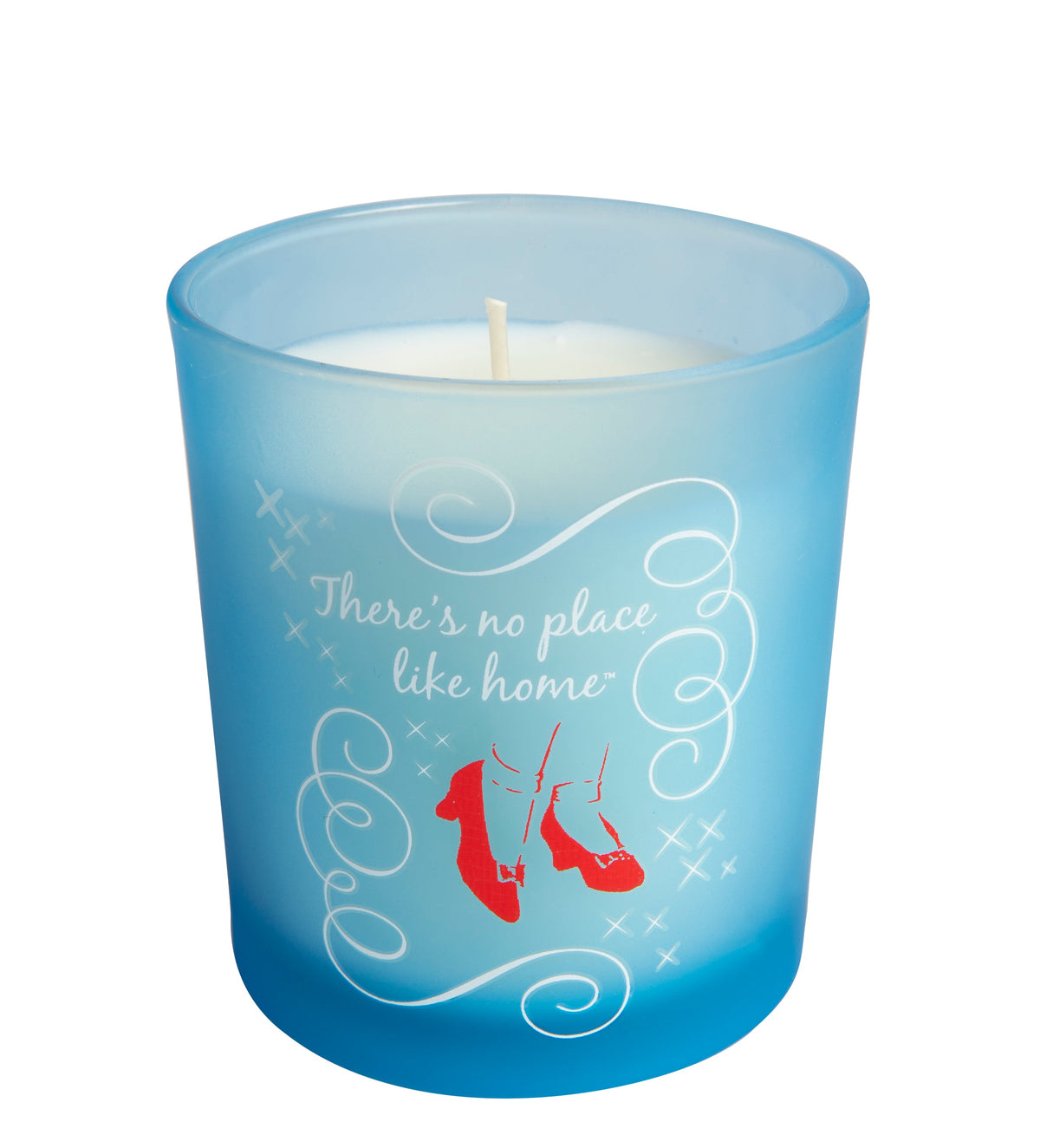 Insight Editions Wizard of Oz glass candle with colorful label and decorative glass container, perfect for home decor.