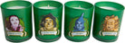 Set of four Wizard of Oz glass votive candles featuring colorful characters from the classic story, perfect for home decor.