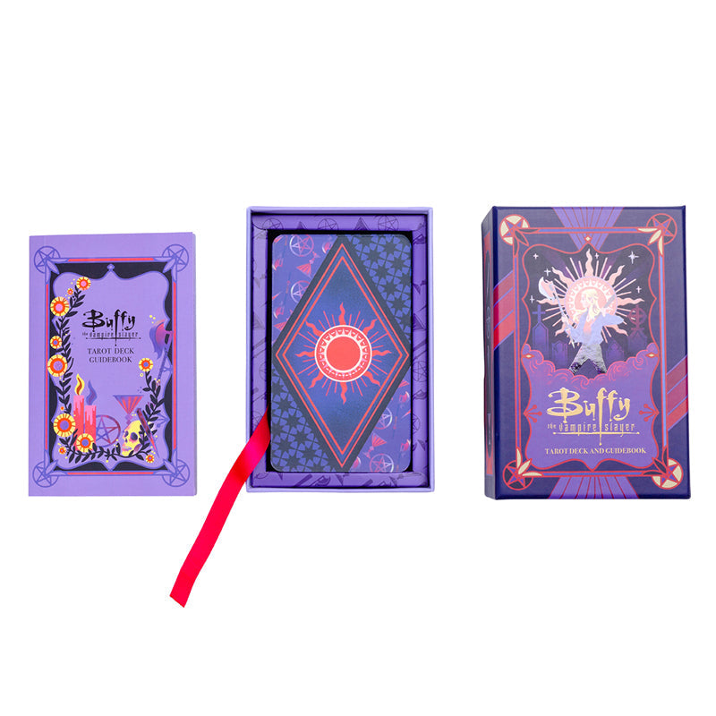 Buffy the Vampire Slayer Tarot Deck and Guidebook kit by Insight Editions, featuring themed tarot cards and a detailed guidebook.