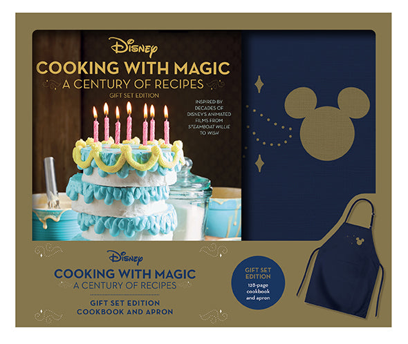 Disney Cooking with Magic kit by Insight Editions featuring a collection of Disney-themed recipes and cooking tools.
