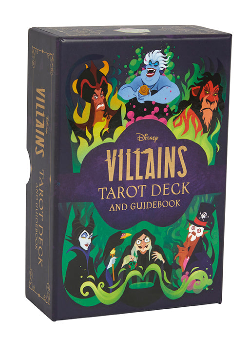 Disney Villains Tarot Deck and Guidebook kit by Insight Editions featuring illustrated cards and a detailed instruction guide.