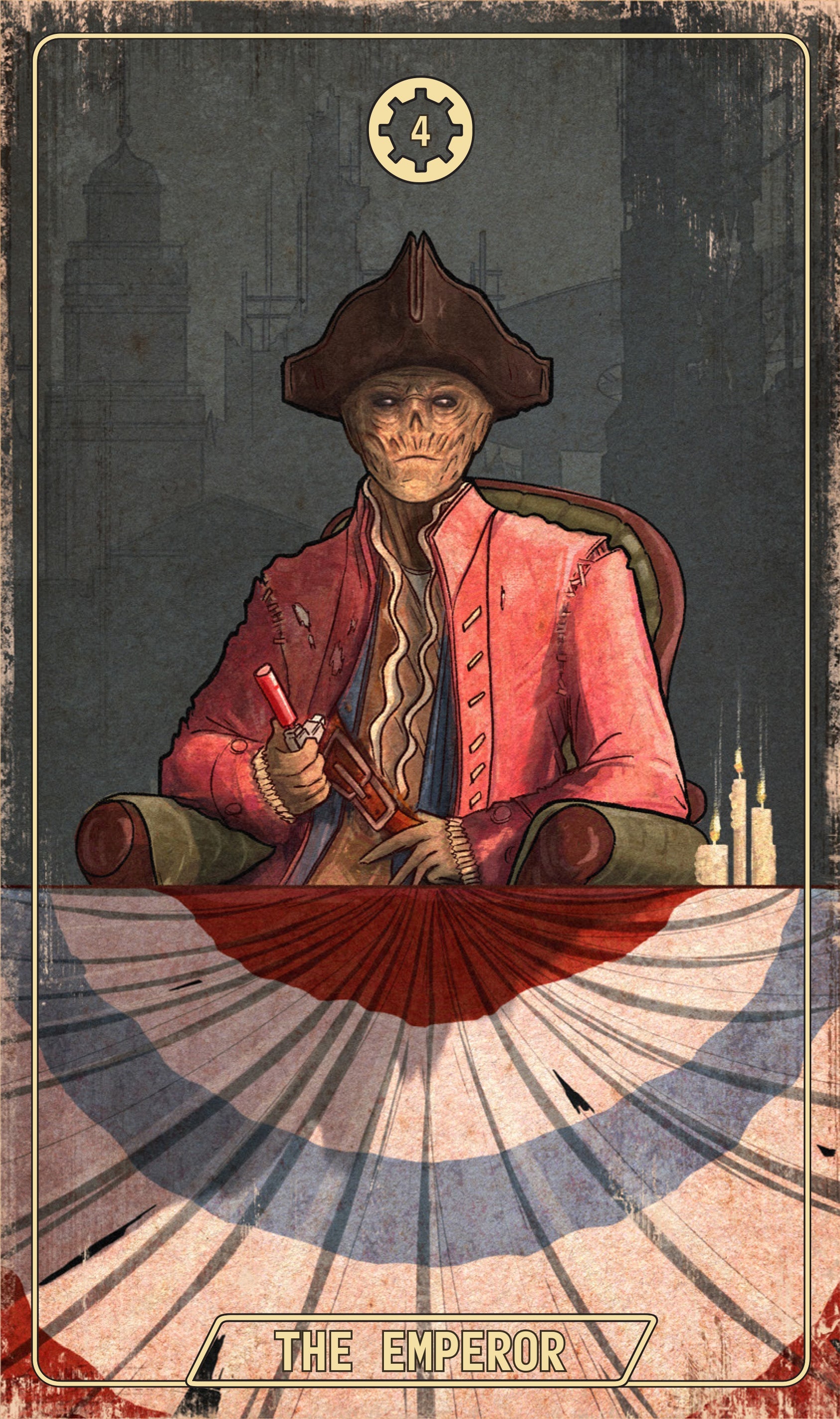 Fallout: The Official Tarot Deck and Guidebook kit by Insight Editions, featuring tarot cards and a guidebook on a display.
