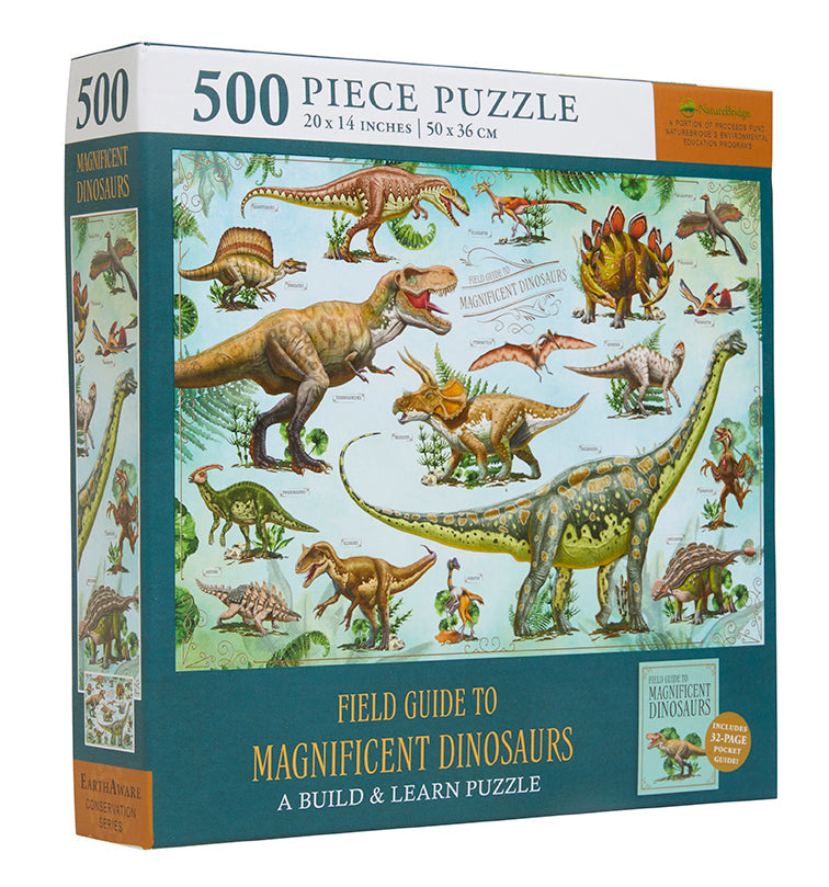 Insight Editions Dinosaur Field Guide kit showing colorful illustrations and informative pages about magnificent dinosaurs.