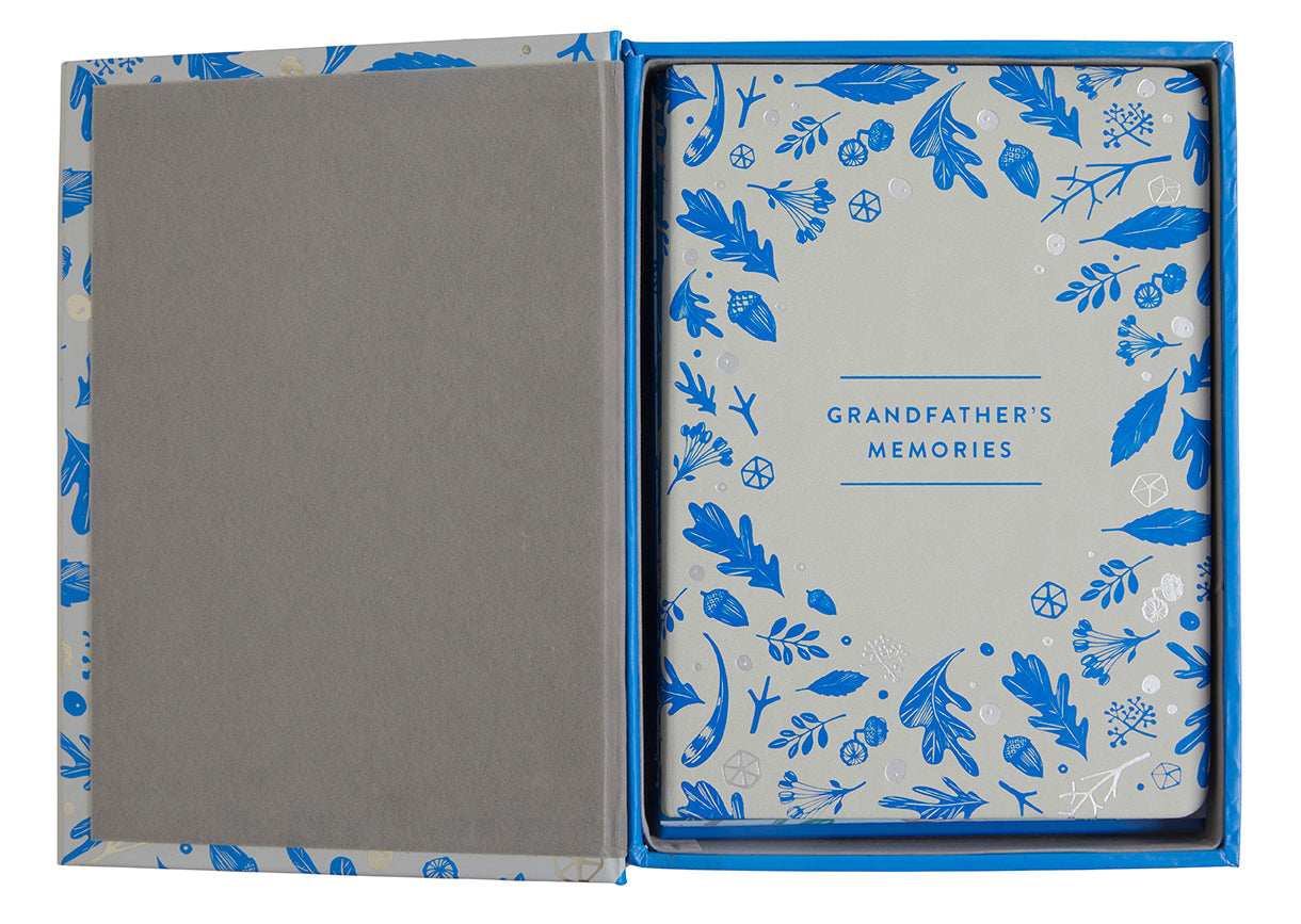 Insight Editions grandfather's memories keepsake box and journal set, vintage-style wooden box with writing journal and memory keepsake items.