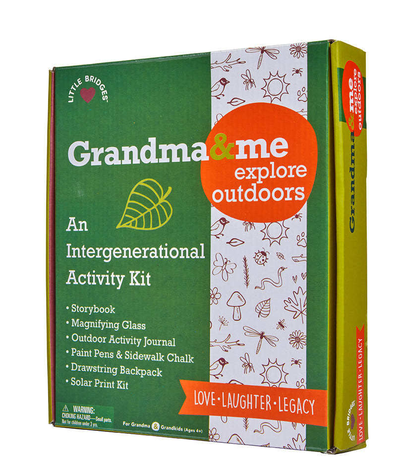 Grandma and Me Explore Outdoors Activity Kit by Insight Editions, featuring outdoor tools and activity materials for kids and grandparents.