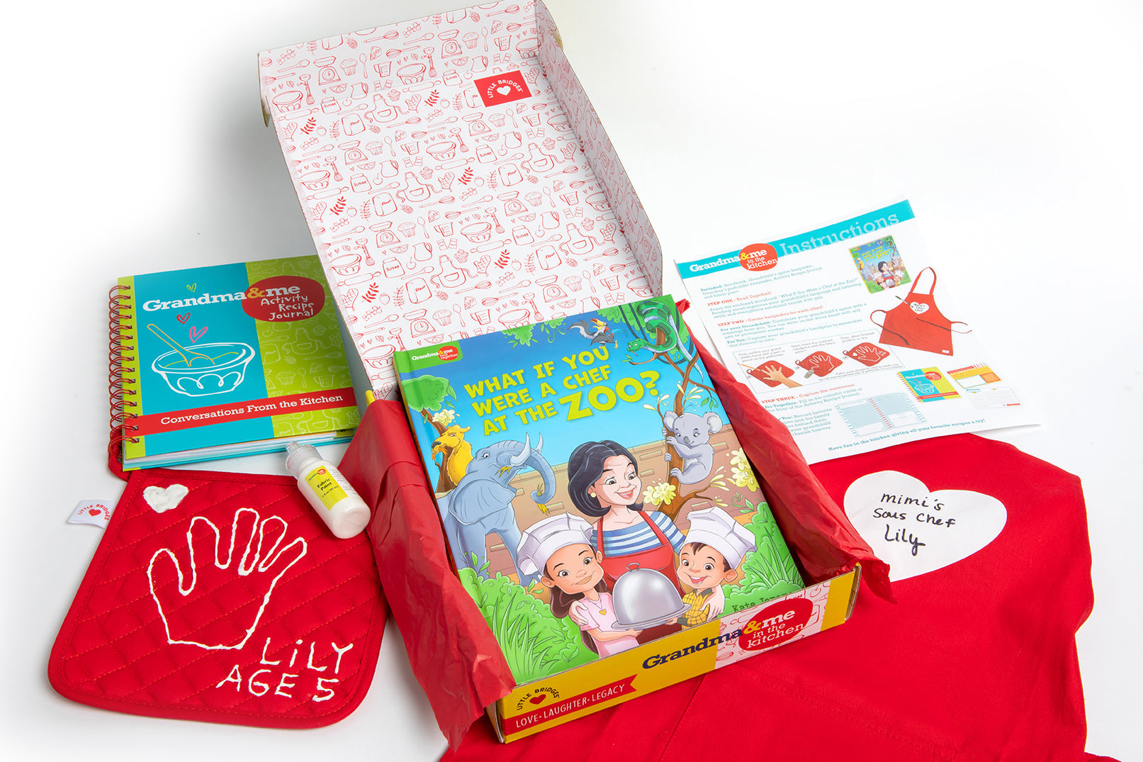 Grandma and Me Kitchen Activity Kit by Insight Editions, featuring colorful cooking tools and recipe cards for fun bonding.