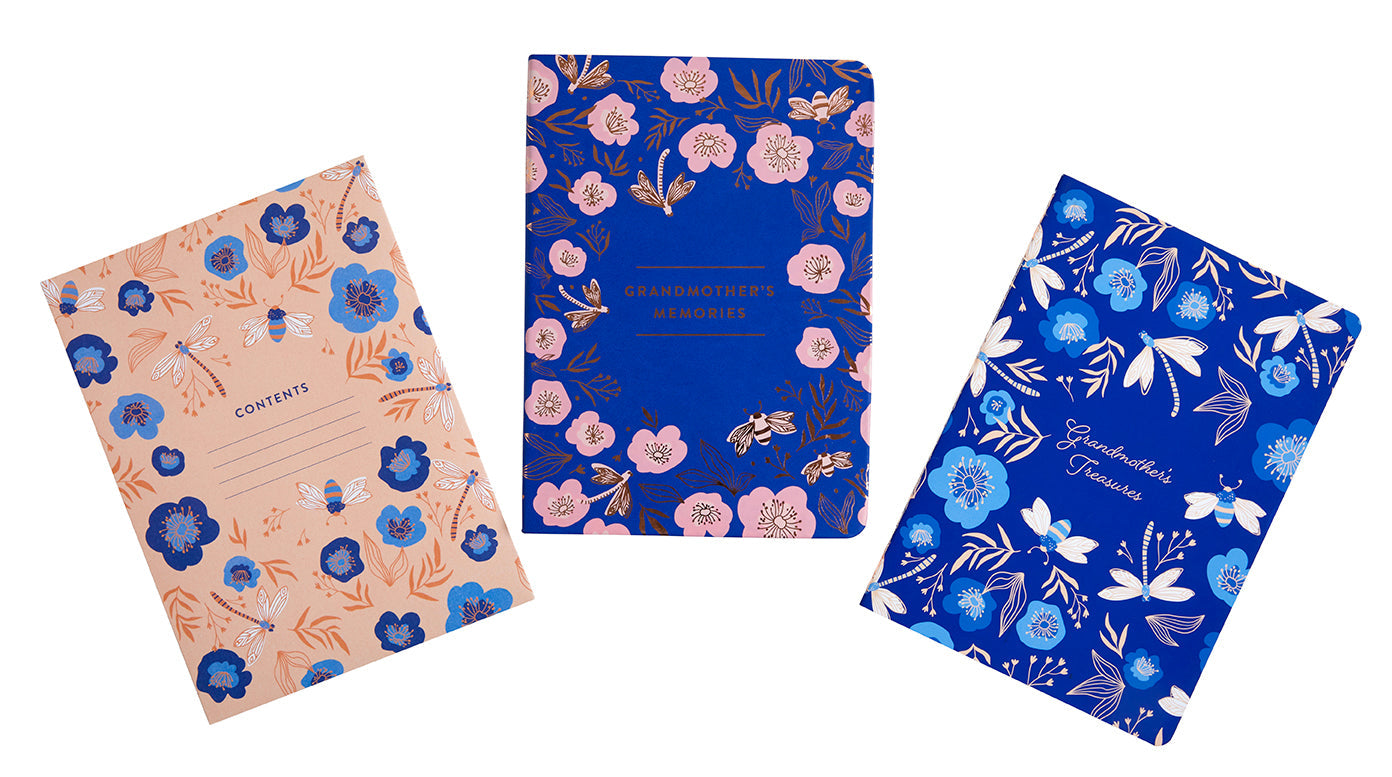 Insight Editions keepsake box and journal set titled "Grandmother's Memories" with decorative design for preserving cherished memories.