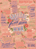 Insight Editions Gratitude Jigsaw Puzzle kit with colorful, intricate puzzle pieces and a gratitude-themed design.