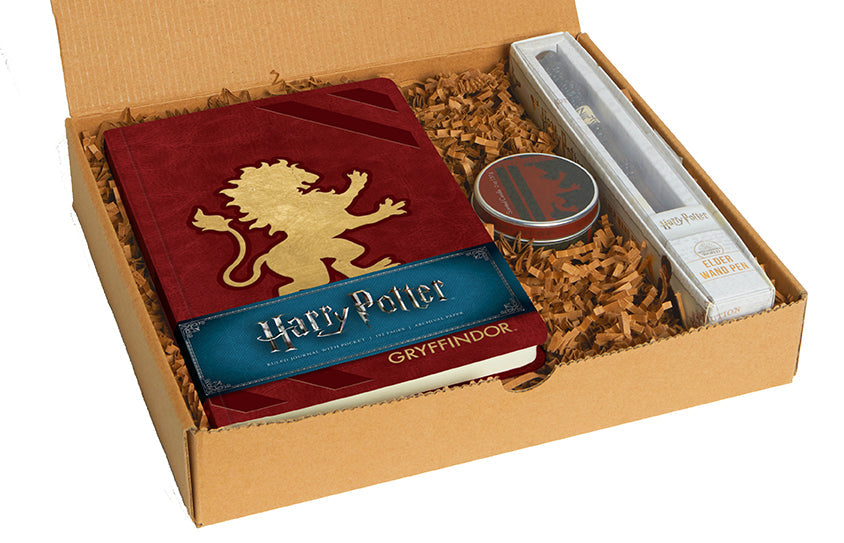 Harry Potter Gryffindor boxed gift set kit by Insight Editions, featuring themed collectibles and accessories in a decorative box.
