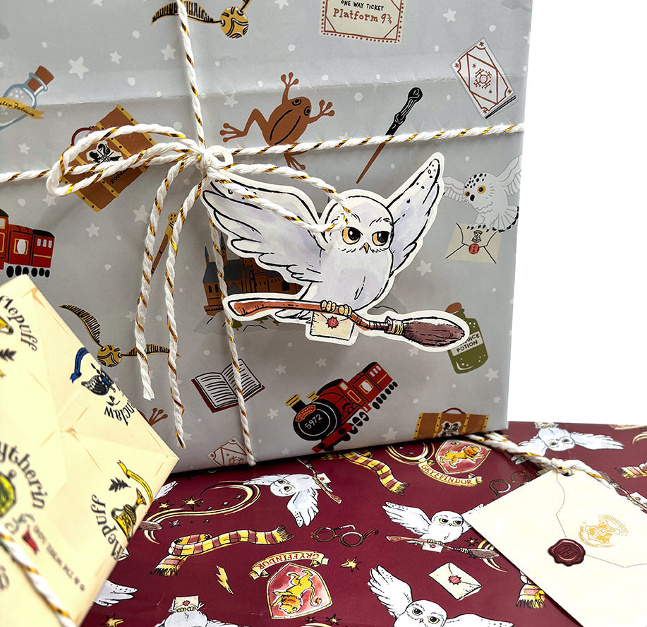 Harry Potter Hogwarts gift wrap and stationery set by Insight Editions with wizard-themed paper and accessories.