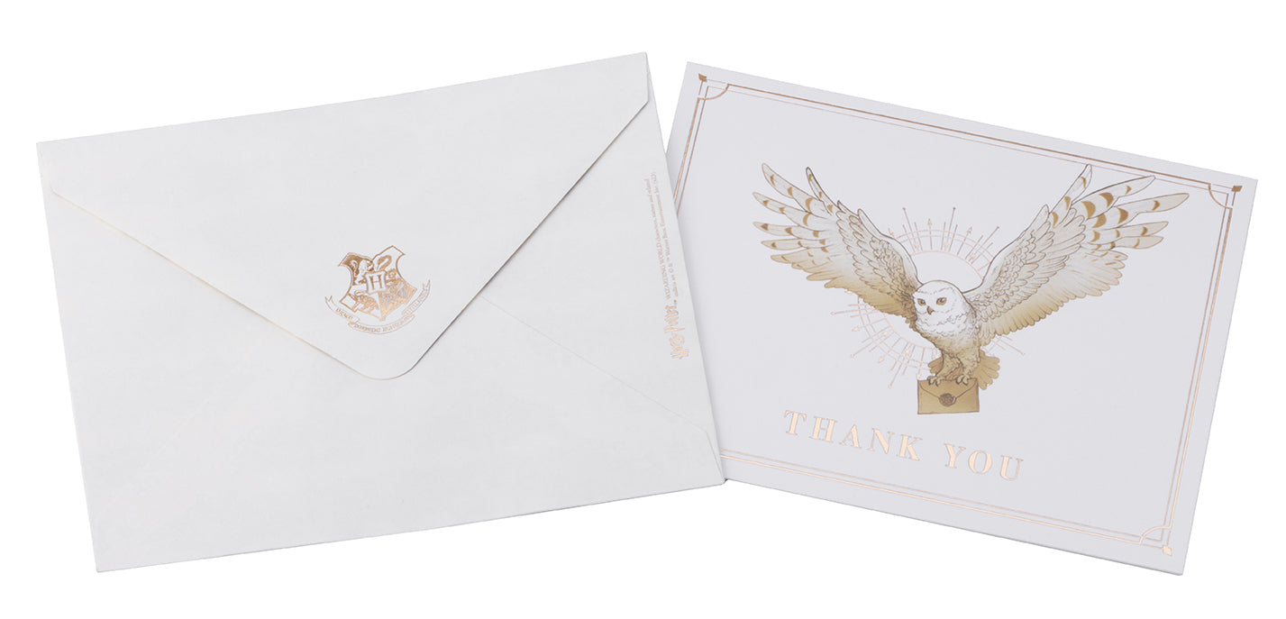 Set of 30 Harry Potter Hogwarts thank you boxed cards by Insight Editions featuring magical wizarding designs.