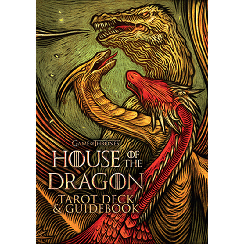 House of the Dragon Tarot Deck and Guidebook kit by Insight Editions, featuring dragon-themed tarot cards and instructional guide.
