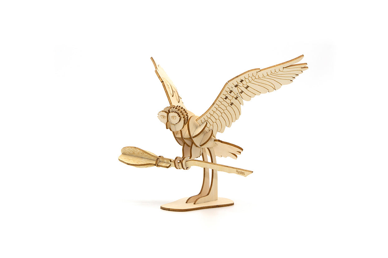 Harry Potter Hedwig 3D wood model kit by Insight Editions, includes detailed Hedwig figure and book for building and display.