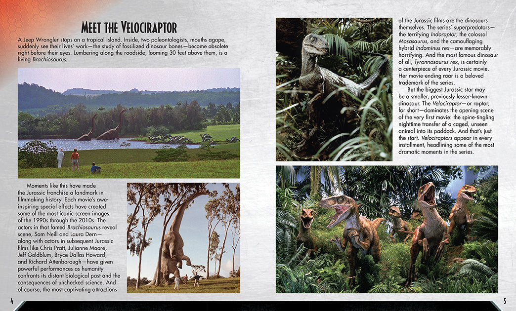 IncrediBuilds Jurassic World Raptor 3D wood model kit with instruction book, featuring a detailed wooden raptor figure and educational content.