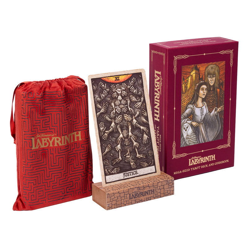 Mega-Sized Labyrinth Tarot deck and guidebook kit by Insight Editions, featuring oversized cards and detailed guidebook for tarot reading.