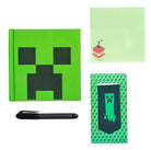 Minecraft Creeper Block stationery set by Insight Editions, featuring themed notebooks, pens, and accessories in a Creeper design.