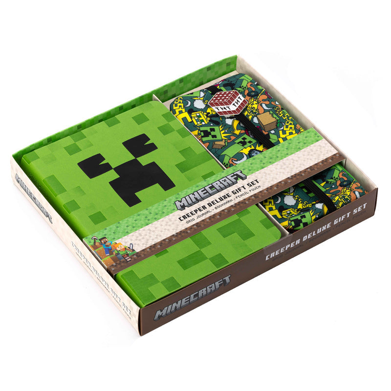 Minecraft Creeper Deluxe Gift Set kit by Insight Editions, featuring collectible items and themed accessories inspired by the Creeper character.