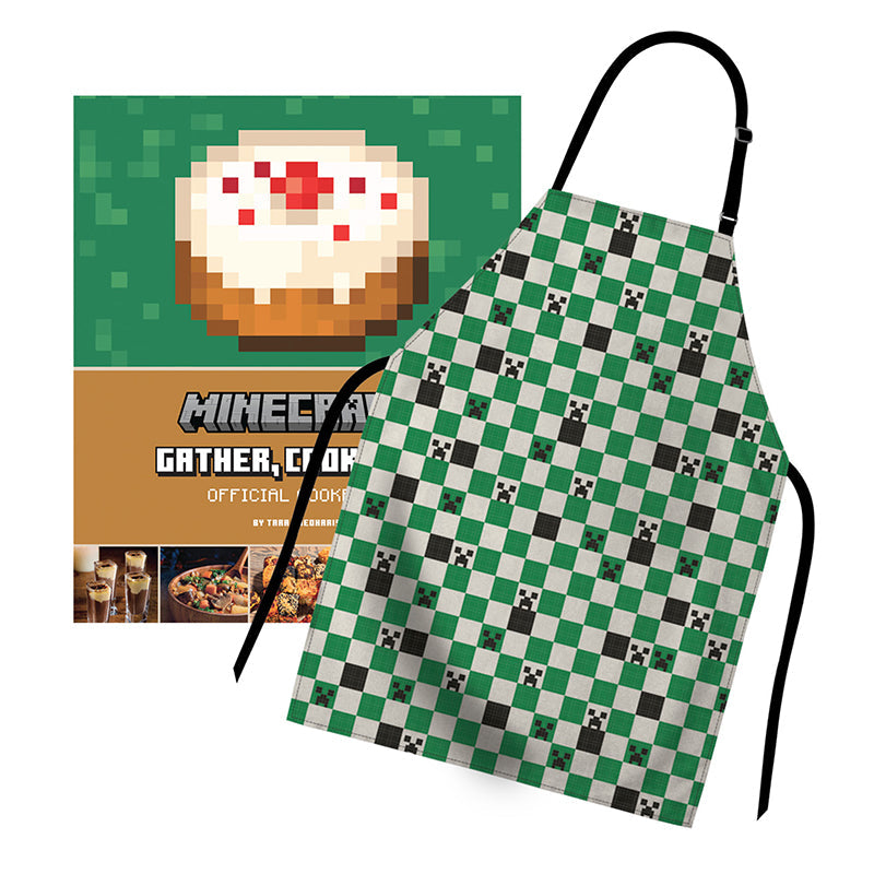 Minecraft official cookbook and apron gift set by Insight Editions, featuring a themed cooking kit with colorful Minecraft designs.