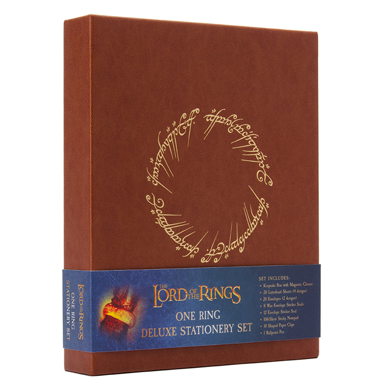 The Lord of the Rings: One Ring stationery set kit with a detailed cover featuring the iconic ring design by Insight Editions.