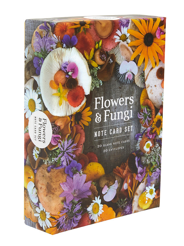 Set of Flowers and Fungi boxed note cards by Insight Editions, featuring botanical and mushroom illustrations on high-quality stationery.