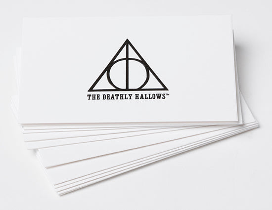 Set of 10 Harry Potter Deathly Hallows foil gift enclosure cards by Insight Editions, featuring magical wizarding symbols.