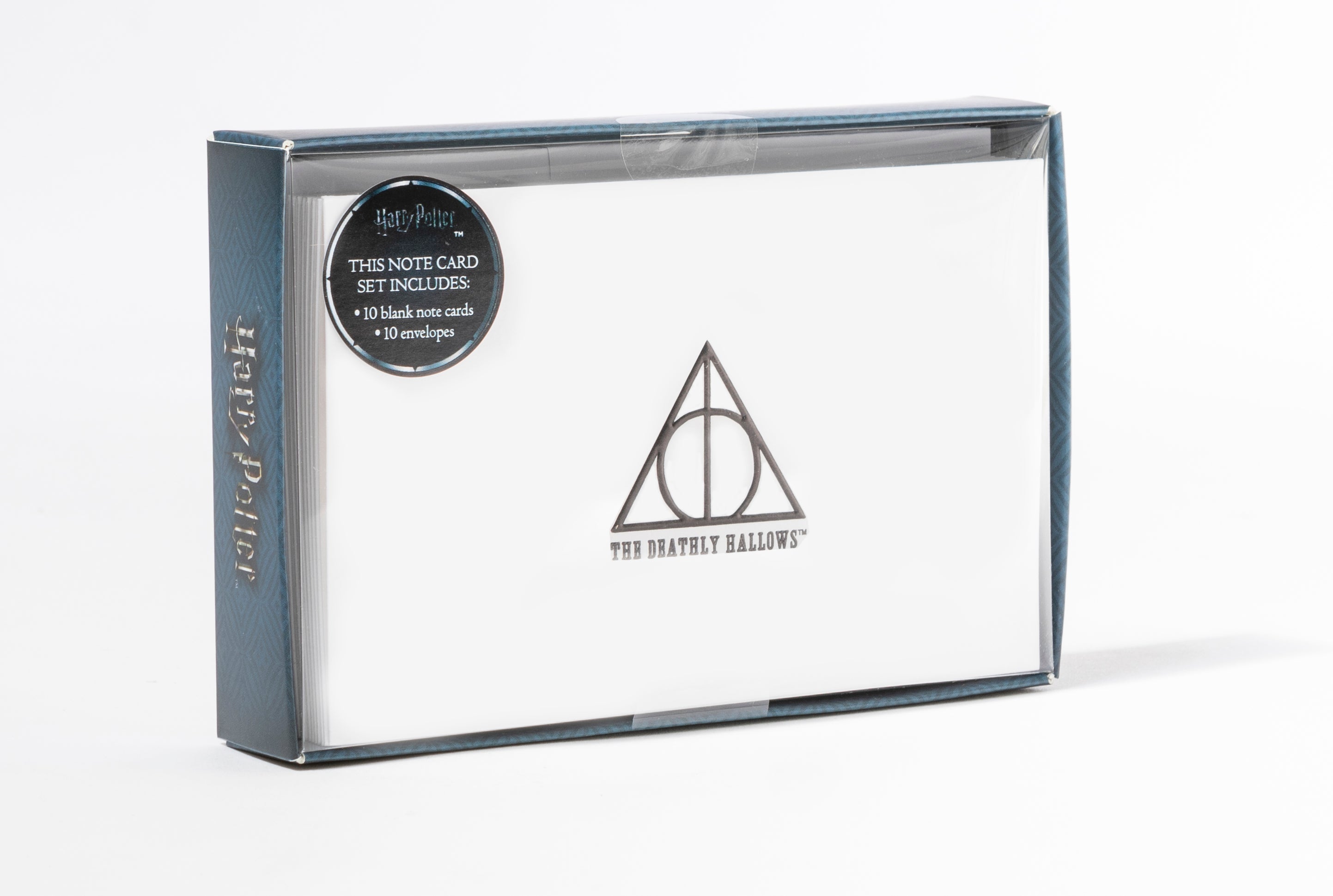 Set of 10 Harry Potter Deathly Hallows foil note cards by Insight Editions for gift and stationery use.