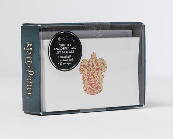 Set of 10 Harry Potter Gryffindor foil gift enclosure cards by Insight Editions, featuring wizarding house designs for stationery.