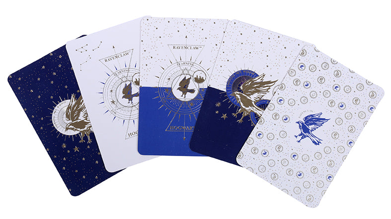 Set of 20 Harry Potter Ravenclaw constellation postcards in a collectible tin from Insight Editions, ideal for stationery and gifts.