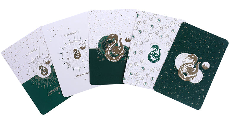 Set of 20 Harry Potter Slytherin constellation postcards in a collectible tin, ideal for stationery and fan gift collections.