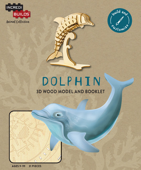 IncrediBuilds Dolphin animal collection kit from Insight Editions featuring a detailed dolphin model for gift or stationery use.