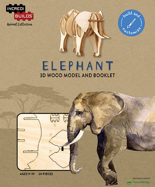 Insight Editions IncrediBuilds Elephant animal collection craft kit with stationery and gift accessories, featuring detailed elephant design.