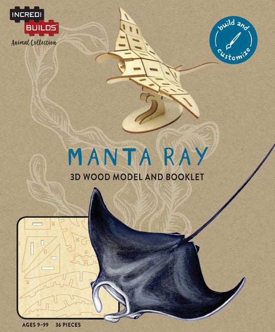 IncrediBuilds Animal Collection Manta Ray kit featuring detailed paper model for gift or stationery use by Insight Editions.
