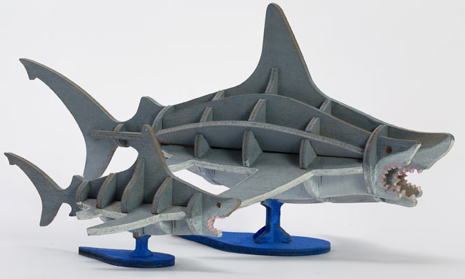 IncrediBuilds Great White Sharks 3D wood model kit, featuring detailed shark design for gift or stationery use.